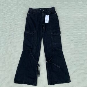 NWT Zara Black Women's Cargo Jeans Size 4